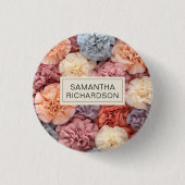 Rosa personalisierte Blume Button (Vorderseite)