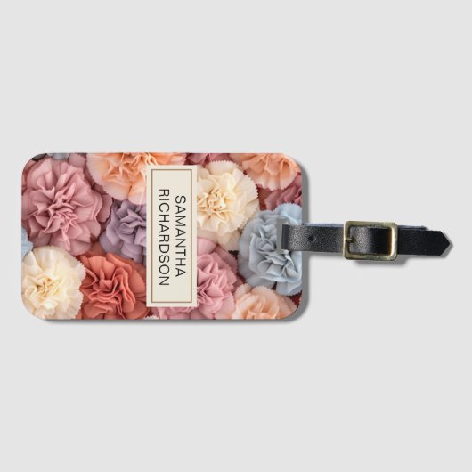 Rosa personalisierte Blume Gepäckanhänger (Vorderseite (Horizontal))