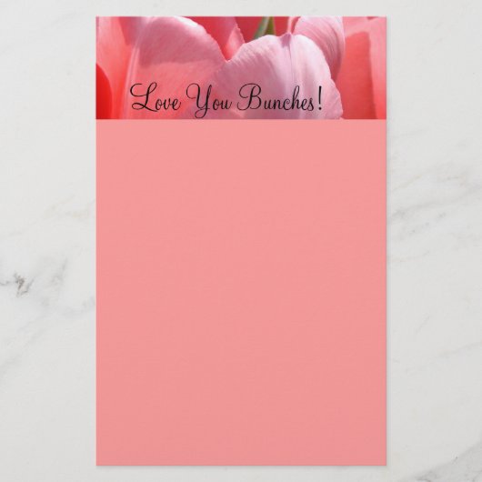 Rosa personalisierte Briefpapier Tulpe-Liebe Sie! (Vorderseite)