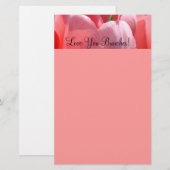 Rosa personalisierte Briefpapier Tulpe-Liebe Sie! (Vorne/Hinten)