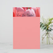 Rosa personalisierte Briefpapier Tulpe-Liebe Sie! (Stehend Vorderseite)