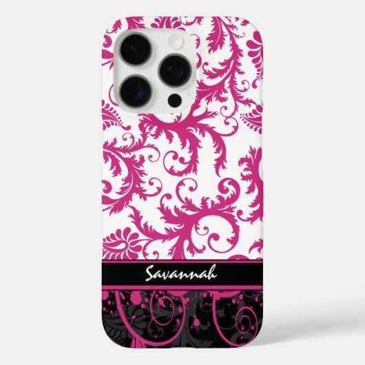 Rosa Personalisierte Damaske Case-Mate iPhone Hülle (Rückseite)