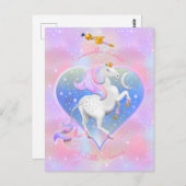 Rosa Personalisierte Einhorndruckerei Postkarte (Vorne/Hinten)