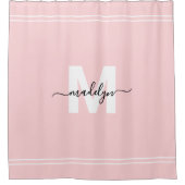 Rosa Personalisierte Eleganname Monogram Duschvorhang (Vorderseite)