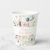 Rosa Personalisierte Elegant BläsernBaby-Dusche Pappbecher (Rückseite)