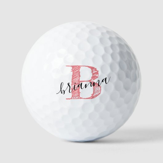 Rosa Personalisierte Elegant Script Monogram Initi Golfball (Vorderseite)