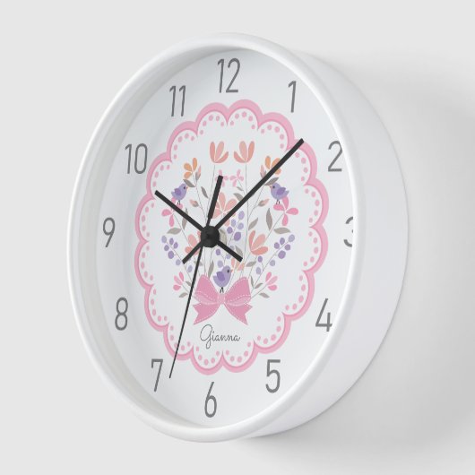Rosa Personalisierte Girls Kinderzimmer Uhr (Winkel)