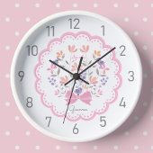 Rosa Personalisierte Girls Kinderzimmer Uhr