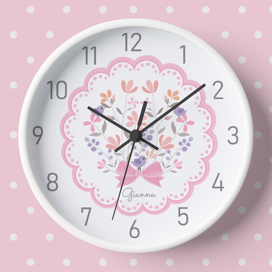 Rosa Personalisierte Girls Kinderzimmer Uhr