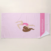 Rosa personalisierte Gymnastik Strandtuch (Vorderseite)