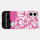 Rosa Personalisierte Imitate Kristall Damask iPhon Case-Mate iPhone Hülle (Rückseite (Horizontal))