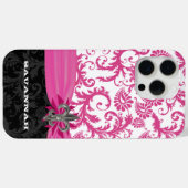 Rosa Personalisierte Imitate Lilie Damask iPhone Case-Mate iPhone Hülle (Rückseite (Horizontal))