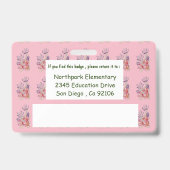 Rosa personalisierte Lehrerin Abzeichen Ausweis (Rückseite)
