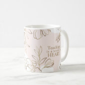 Rosa Personalisierte Lehrerin Tasse mit Blume (VorderseiteRechts)