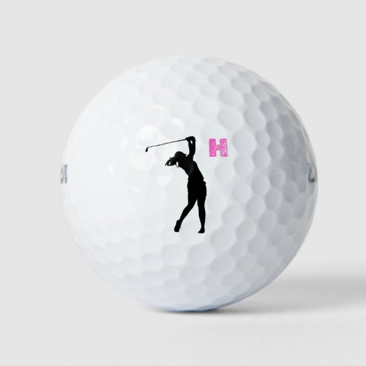Rosa Personalisierte Monogramm-Golfbälle Golfball (Vorderseite)