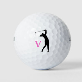 Rosa Personalisierte Monogramm-Golfbälle Golfball