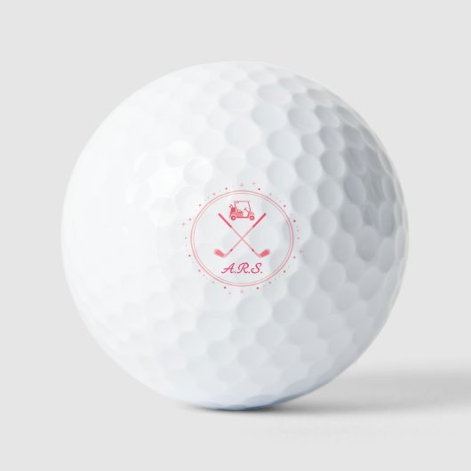 Rosa personalisierte Monogramm-Golfbälle Golfball (Vorderseite)