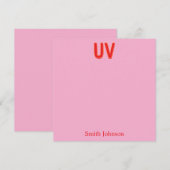 Rosa personalisierte Monogramm-Korrespondenz Einladung (Vorne/Hinten)