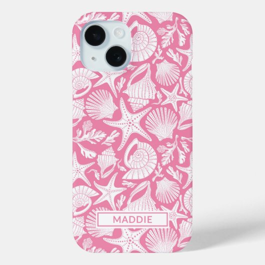 Rosa personalisierte Muscheln Case-Mate iPhone Hülle (Rückseite)