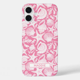 Rosa personalisierte Muscheln iPhone 16 Plus Hülle