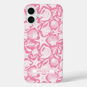 Rosa personalisierte Muscheln iPhone 16 Plus Hülle