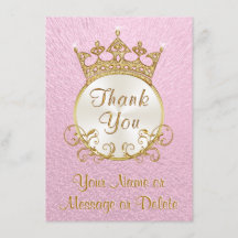 Rosa Personalisierte Prinzessin danke Ihnen Karten