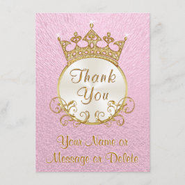 Rosa Personalisierte Prinzessin danke Ihnen Karten
