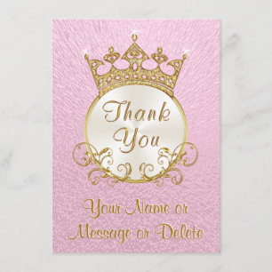 Rosa Personalisierte Prinzessin danke Ihnen Karten