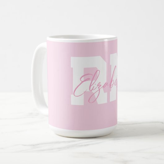 Rosa Personalisierte RN Kaffeetasse (Vorderseite Links)