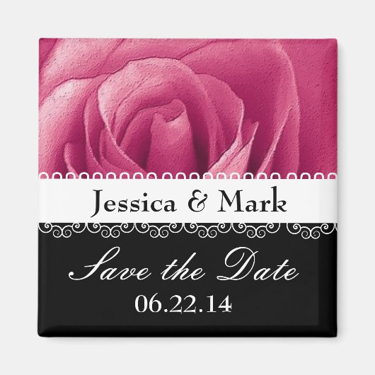 Rosa Personalisierte Save the Date Hochzeit Magnet (Vorne)