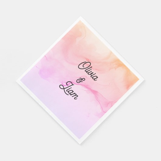 Rosa personalisierte Servietten (Ecke)