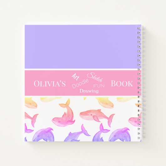 Rosa Personalisierte Wale Notizblock (Rückseite)