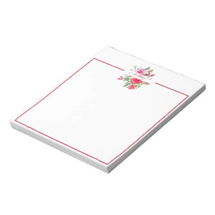 Rosa personalisierte Wasserfarbe floral Notizblock