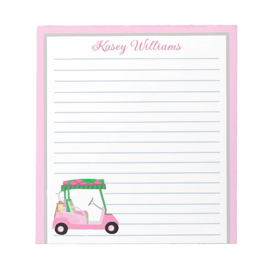 Rosa Personalisierter Golf Warenkorb Notizblock (Vorderseite)