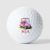 Rosa personalisierter Golfwagen mit individuellem  Golfball (Vorderseite)