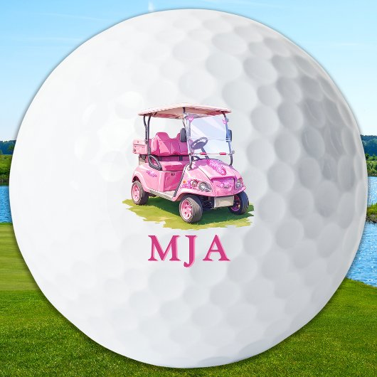 Rosa personalisierter Golfwagen mit individuellem  Golfball