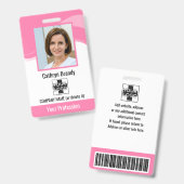 Rosa Personalisierter Mitarbeiter, Foto, Bar Code Ausweis (Vorder- & Rückseite)