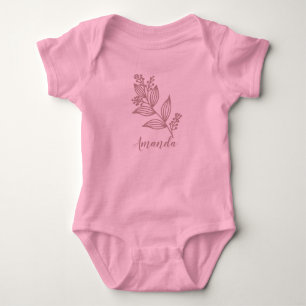 Rosa Personalisierter Name Botanisch Baby Strampler