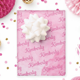 Rosa personalisierter Name Geschenkpapier Set