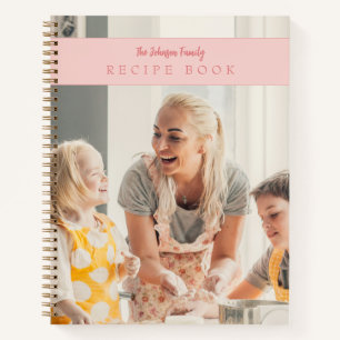 Rosa personalisiertes Foto-Familienrezeptbuch Notizblock