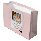 Rosa Personalisiertes Foto und Muttertag Große Geschenktüte (Rückseite Schrägansicht)