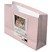 Rosa Personalisiertes Foto und Muttertag Große Geschenktüte (Vorderseite Schrägansicht)