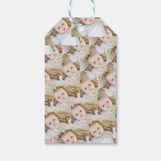 Rosa Personalisiertes GeburtstagsFoto Geschenkanhänger (Vorderseite)