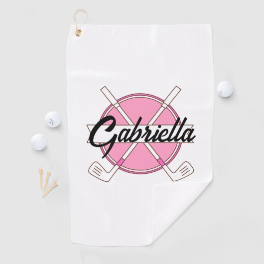 Rosa personalisiertes Golf-Monogramm  Golfhandtuch (Insitu)