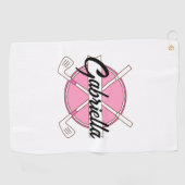 Rosa personalisiertes Golf-Monogramm  Golfhandtuch (Horizontal)
