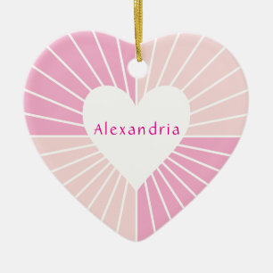 Rosa personalisiertes Herz Keramik Ornament