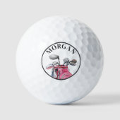 Rosa personalisiertes individuelles Monogramm Golfball (Vorderseite)