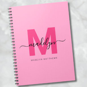 Rosa personalisiertes Initialen Monogramm Name Mäd Notizblock