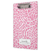 Rosa personalisiertes Leopard-Muster Klemmbrett (Links)