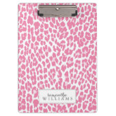 Rosa personalisiertes Leopard-Muster Klemmbrett (Vorderseite)